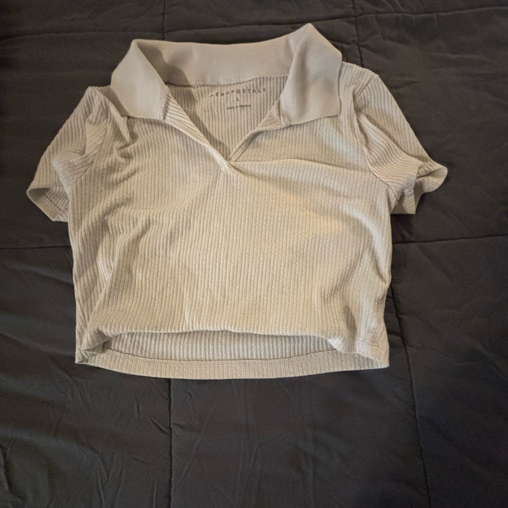 Aeropostale Beige Ribbed Crop Top